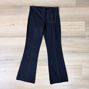 Poleci Black Contrast Stitch Stretch Flare Pants | Size 2